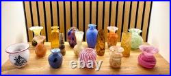 16 Various Mid 20th Century art studio glass vases inc MDINA Job lot