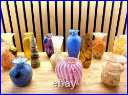 16 Various Mid 20th Century art studio glass vases inc MDINA Job lot