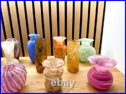 16 Various Mid 20th Century art studio glass vases inc MDINA Job lot