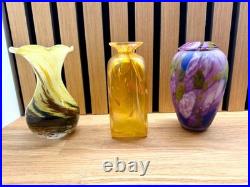 16 Various Mid 20th Century art studio glass vases inc MDINA Job lot