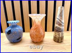 16 Various Mid 20th Century art studio glass vases inc MDINA Job lot