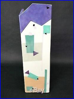 17 Vtg Rita Duvall Signed 1985 Postmodern Art Deco Slab Pottery Vase Rare
