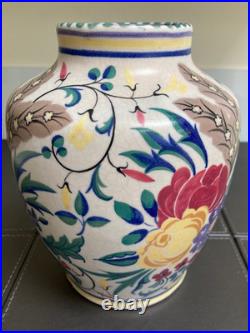 1920s Carter Stabler Adams 21cm Vase Hand Painted ZW Stylised Flower Design
