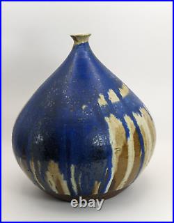 1960s Bror Borsum Mariefred Sweden Stoneware Studio Pottery Drip Glaze Vase