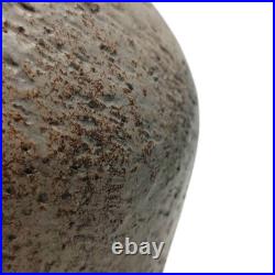 1970s Studio Pottery Vase Signed MD Textured Earth-Tone Glaze