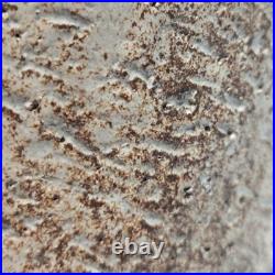1970s Studio Pottery Vase Signed MD Textured Earth-Tone Glaze