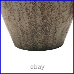1970s Studio Pottery Vase Signed MD Textured Earth-Tone Glaze
