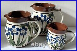 1990 Vintage Set X3 Raised Slip Jugs By Eh Williams Cynwyd Studio Pottery Wales