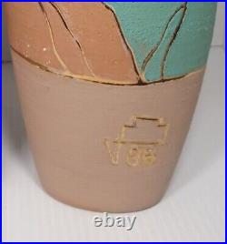 2 Ceramic Handmade Studio Pottery Vase Signed Southwest Desert 12 & 9