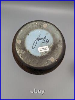 2 RARE TONY EVANS RAKU Jar & Vase Pot Studio Art Pottery SIGNED #650 #281