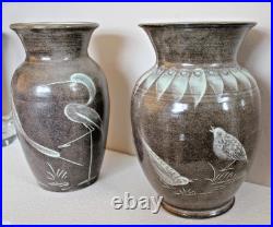 2. William Fishley Holland Studio Pottery Bird Design Studio Vases 2. William Fishley Holland Studio Pottery Bird Design Studio Vases