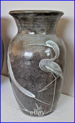 2. William Fishley Holland Studio Pottery Bird Design Studio Vases 2. William Fishley Holland Studio Pottery Bird Design Studio Vases