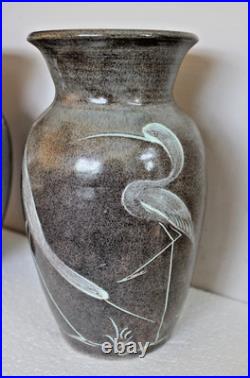 2. William Fishley Holland Studio Pottery Bird Design Studio Vases 2. William Fishley Holland Studio Pottery Bird Design Studio Vases