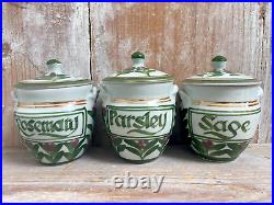 3 x Derek Emms Porcelain Celadon Studio Pottery Storage Herb Storage Jars Pots