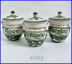 3 x Derek Emms Porcelain Celadon Studio Pottery Storage Herb Storage Jars Pots