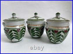 3 x Derek Emms Porcelain Celadon Studio Pottery Storage Herb Storage Jars Pots