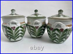 3 x Derek Emms Porcelain Celadon Studio Pottery Storage Herb Storage Jars Pots