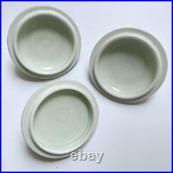 3 x Derek Emms Porcelain Celadon Studio Pottery Storage Herb Storage Jars Pots