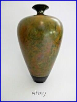 ANDREW HILL Studio Pottery Raku Vase 16 cm
