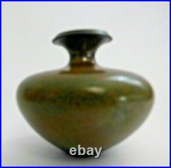 ANDREW HILL Studio Pottery Raku Vase miniature 6cm