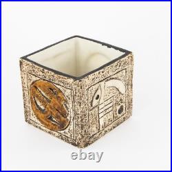 ANNE JONES for TROIKA CORNWALL STUDIO ART POTTERY BROWN CUBE VASE, SIGNED ANNE JONES for TROIKA CORNWALL STUDIO ART POTTERY BROWN CUBE VASE, SIGNED