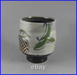 ARCHIE McCALL (Scotland) Studio Pottery Footed Tea Bowl Yunomi Gold Lustre