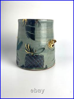 ARCHIE McCALL (Scotland) Studio Pottery LARGE OVAL VASE FORM GOLD LUSTRE
