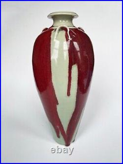 A Fine Bridget Drakeford Porcelain Vase With Celadon And Sang De Boeuf Glaze