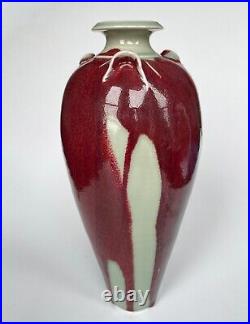 A Fine Bridget Drakeford Porcelain Vase With Celadon And Sang De Boeuf Glaze