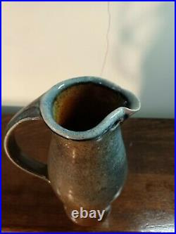 A'Lisa Hammond' Studio Pottery Jug With Soda Glaze In Blue And Brown Hues