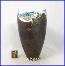 A Roger Cockram Ceramics Fish studio pottery vase studio pottery signed chip A Roger Cockram Ceramics Fish studio pottery vase studio pottery signed chip