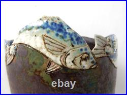 A Roger Cockram Ceramics Fish studio pottery vase studio pottery signed chip A Roger Cockram Ceramics Fish studio pottery vase studio pottery signed chip