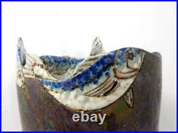 A Roger Cockram Ceramics Fish studio pottery vase studio pottery signed chip A Roger Cockram Ceramics Fish studio pottery vase studio pottery signed chip