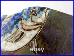 A Roger Cockram Ceramics Fish studio pottery vase studio pottery signed chip A Roger Cockram Ceramics Fish studio pottery vase studio pottery signed chip