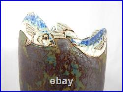 A Roger Cockram Ceramics Fish studio pottery vase studio pottery signed chip A Roger Cockram Ceramics Fish studio pottery vase studio pottery signed chip