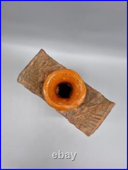 A Studio Pottery Slab Vase With Relief Decoration, Unsigned