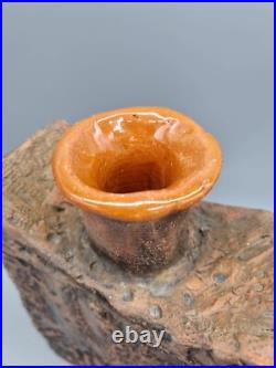 A Studio Pottery Slab Vase With Relief Decoration, Unsigned