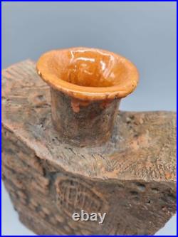 A Studio Pottery Slab Vase With Relief Decoration, Unsigned