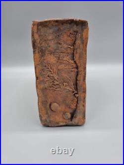 A Studio Pottery Slab Vase With Relief Decoration, Unsigned