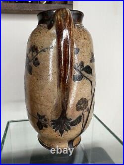 A Superb Martin Brothers Stoneware Jug Incised with Finches & Apple Blossoms 1884