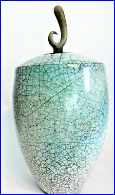 A Tim Andrews raku glazed vase and cover 30cm tall
