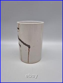 A Unique Studio Pottery Cylinder Vase By Claes Thell, Stoneware, Sweden. Drip A Unique Studio Pottery Cylinder Vase By Claes Thell, Stoneware, Sweden. Drip