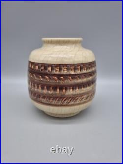 A Vintage Bullers Studio Pottery Handmade Vase 254 Agnete Hoy, Crackle Glaze A Vintage Bullers Studio Pottery Handmade Vase 254 Agnete Hoy, Crackle Glaze