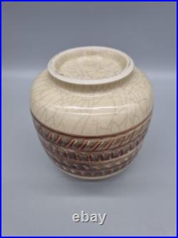 A Vintage Bullers Studio Pottery Handmade Vase 254 Agnete Hoy, Crackle Glaze A Vintage Bullers Studio Pottery Handmade Vase 254 Agnete Hoy, Crackle Glaze