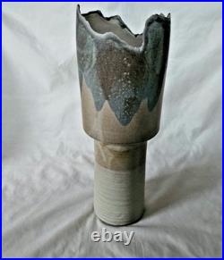 A gorgeous BRUTALIST sculptural studio pottery vase form by Laurence Morris