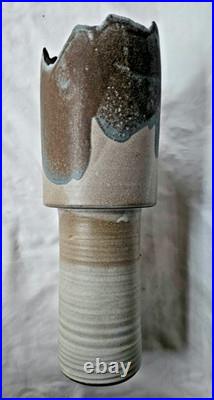 A gorgeous BRUTALIST sculptural studio pottery vase form by Laurence Morris