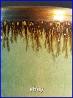 Abdo Nagi Studio Pottery Cyan Blue & Bronzed Rim Tall Decorative Bowl 21cm High