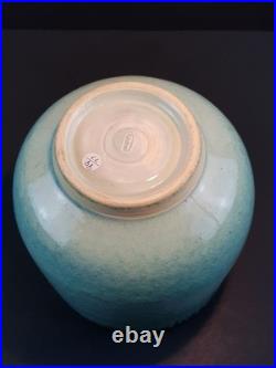 Abdo Nagi Studio Pottery Cyan Blue & Bronzed Rim Tall Decorative Bowl 21cm High