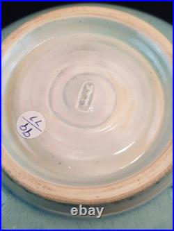 Abdo Nagi Studio Pottery Cyan Blue & Bronzed Rim Tall Decorative Bowl 21cm High