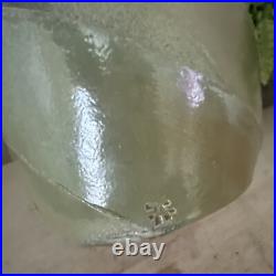 Abstract Studio Pottery Vase Iridescent Moss Colour Signed With Impressed Mark